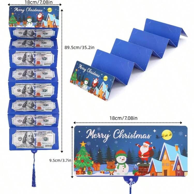 1pc Christmas Cash Gift Envelope, Unisex Surprise Wallet, Cartoon Greeting Card, Fantasy Theme, Wallet, Creative Cash Gift Purse, Unique Multifunctional Cash Box Suitable For Any Recipient - Multicolor - View 1