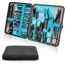 Kit de Manicura y Pedicura 36 en 1 de Acero Inoxidable - Profesional para Limpieza de Piel, Ideal para Viajar, para Hombres y Mujeres - Azul - Azul - Ver 1