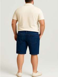 Men's Bermuda Jeans With Plain Elastane - Màu xanh lam - Xem 5