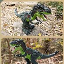 Gran modelo de dinosaurio eléctrico de simulación, animal jurásico para niños, juguete interactivo que camina y rocía agua o humo, figura realista, regalo educativo, perfecto para coleccionistas, ideal para juegos creativos y aprendizaje de ciencia - Verde - Ver 5