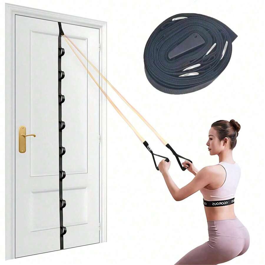 1 pezzo Fascia di resistenza per porta, attrezzatura per allenamento di resistenza domestica senza bisogno di forare, attrezzo per esercizi portatile - nero - Visualizzare 1