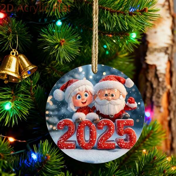 Round Acrylic Decoration For Santa Claus And Snowman In 2026, Christmas 2D Acrylic Pendant, Suitable For Christmas, Thanksgiving, New Year's Day, Valentine's Day, And Family Party Decoration, It Is The Best Choice For Couple Gifts And The Perfect Christmas Gift For Family And Friends