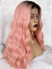 Ombre Pink With Dark Roots 13X4x1 HD Transparent Body Wave Lace Front Wigs Human Hair Put On And Go 250 Density T Part Glueless Wigs Human Hair Pre Plucked With Baby Hair Brazilian Virgin Water Wave Human Hair Wigs For Women - 根染&漸變色 - 查看 6