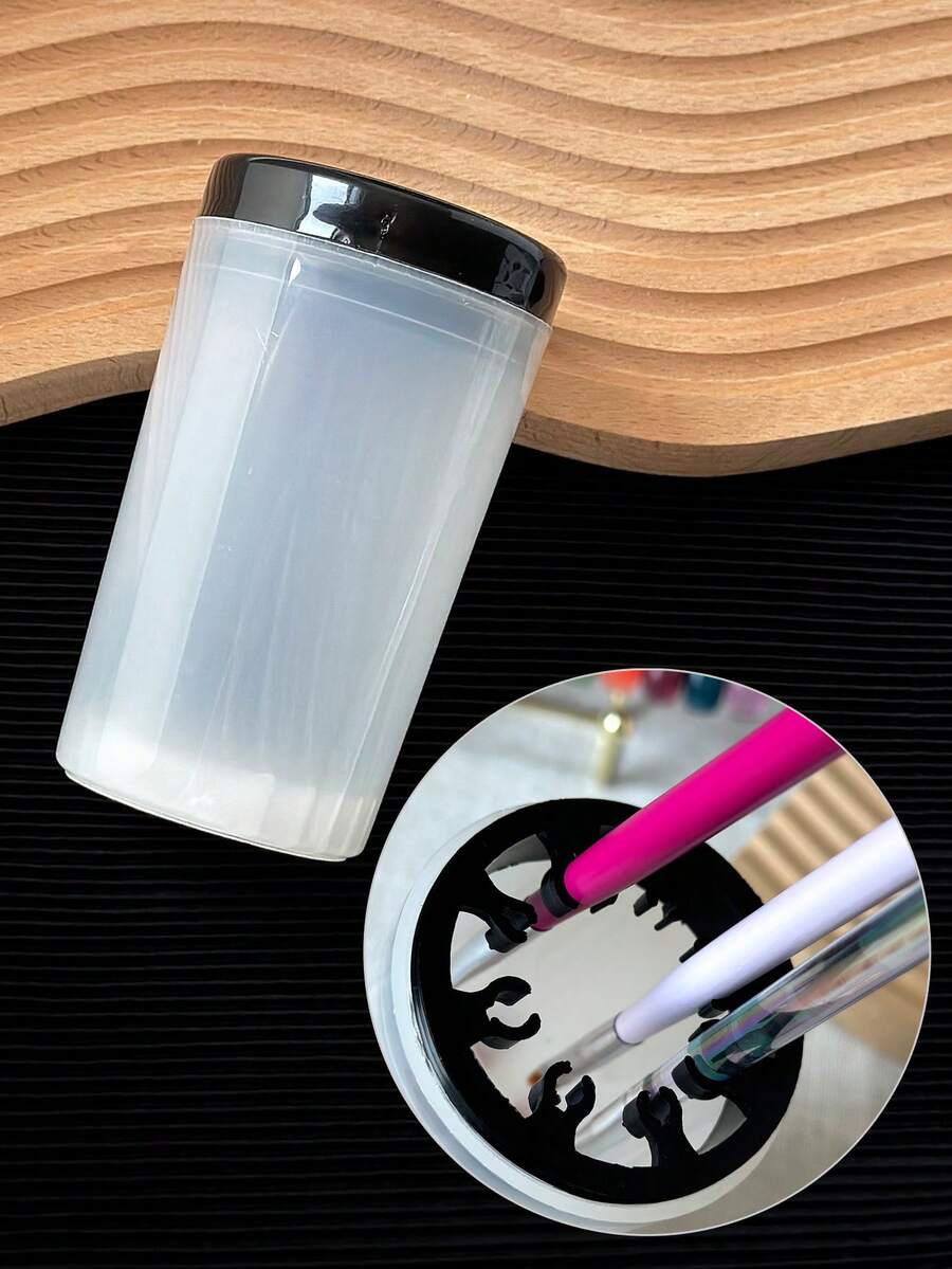 美甲刷清洁杯，刷子收纳工具，带盖UV凝胶彩绘刷清洁器 - 彩色 - 查看 1