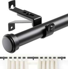 LENGSIDA Cortineros para Ventanas, Barra de Cortina Telescópica de Metal con Soporte, 81-120 cm, Negro (1.2M) - 2 millones - Ver 5