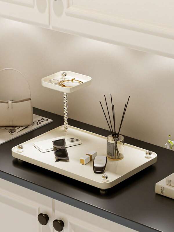 صينية متعددة الأغراض - منظم للمجوهرات والمفاتيح للمدخل والغرفة المعيشية ومكتب المكتب، هدية ديكور منزلي أنيق للزفاف والاحتفال بالمنزل الجديد والعيد الميلاد والتخرج وعيد الحب، صينية زفاف، تصميم بسيط، حرفية عالية الجودة، صينية للمجوهرات