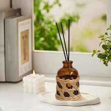 1pc 50/100ml Retro Grass Weaving Glass Diffuser Bottle - Transparent, No-Flame Required, Ideal For Home Freshness, Rattan Reed Diffuser, Diffuser For Home, Ideal Decor Gift For Christmas & New Years