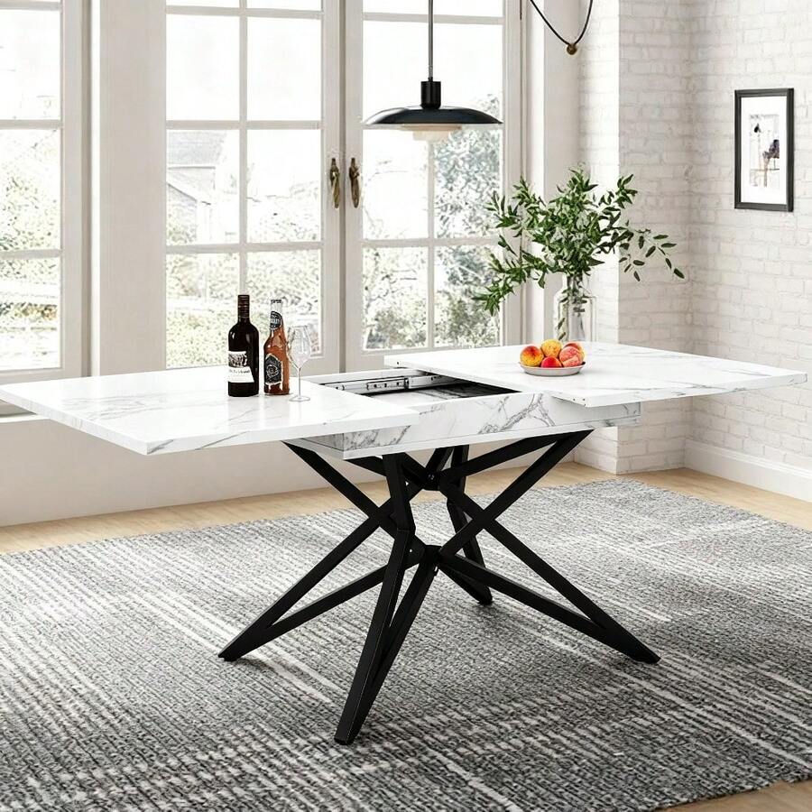 Dining Tables - White + MDF + Metal - View 1