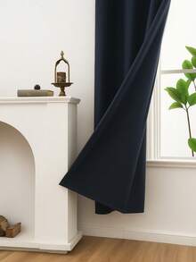 Luxury Glow Faux Silk Curtain Panel-1 Panel, 8 Grommets, 14 Colors, Elegant & Light Filtering  54 X 84 Inches - Navy Blue - View 3