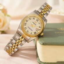 PROKING 1pc 26mm Women's Watch, Elegant & Charming, Business Stylish, Super Waterproof, High-End Luxury Calendar Wristwatch, Stainless Steel Case & Strap, Japanese Movement, Roman Numeral Dial, Quartz, Daily Wear, Gift For Birthday, Holiday - White - View 4