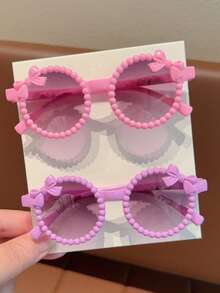 2/3/4/6件装 2025新款女童可爱珍珠蝴蝶结儿童时尚眼镜，仅卡片展示，不含运费 - 彩色 - 查看 13