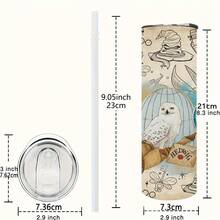 20oz Stainless Steel Tumbler With Harry Potter Magical Elements & Hogwarts Themed Graphics, Portable Double-Wall Insulated Hot/Cold Drink Cup With Straw, Suitable For Home & Outdoor Use | 1pc - Multicolor - View 3