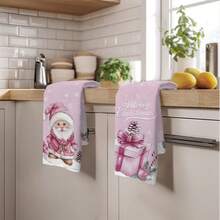 MEMNUN 2pcs Christmas Santa Claus Gift Box Illustration Printed Kitchen Towels, 15.75*23.62in (40*60cm) Super Soft Absorbent Microfiber Dish Towels, Hand Towels, Dish Cloths, Christmas Decor, Home Decor, Kitchen Decor, Cooking Baking Tea Towels, Cleaning Supplies, Suitable For Restaurant, Kitchen, Christmas Holiday Decoration And Gifts, All Season