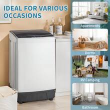 Full-Automatic Portable Washing Machine – 17.8Lbs Top Load Compact Washer, 10 Programs & 8 Water Level Selections, LED Display, Built-In Drain Pump, Black - 查看 8