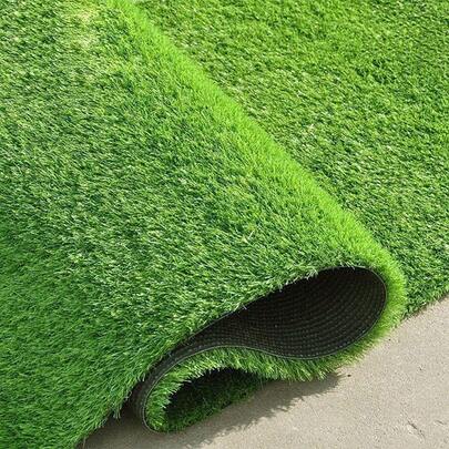 Césped artificial de plástico de 2,5 cm de grosor, sin adhesivo, adecuado para decoración de patios y azoteas, material de plástico, altura de 2,0 cm, alfombra de césped artificial, césped falso, alfombra de césped para mascotas, decoración interior y exterior del hogar, césped artificial de color verde permanente