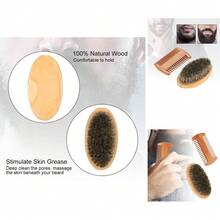 Set de Cepillo y Peine de Barba de Madera para Hombres con Cabello Grueso - Tamaño Pequeño - Multicolor - Ver 2