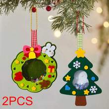 DIY ozdoby świąteczne, choinka, wianek Świętego Mikołaja, wiszący wisiorek na przyjęcie świąteczne, wiszący materiał z włókniny, dekoracja dla dzieci, świąteczna kreskówka z włókniny, wiszący wisiorek z włókniny, zestawy DIY, materiały dla dzieci, łatwe do wklejenia akcesoria, rękodzieło, puzzle z włókniny, zabawki, wianek z włókniny