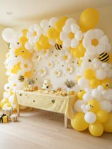 5 件/10 件雏菊花聚酯薄膜气球，可爱轻质气球装饰，适合生日派对、1 岁生日，白色雏菊花气球 - 彩色 - 查看 6