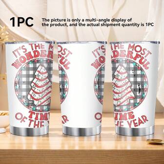 20oz 단열 스테인리스 스틸 자동차 머그, 일상적인 사용에 적합합니다. 창의적인 크리스마스 트리, 조명 및 레터링 프린트가 특징이며 아름답고 실용적입니다. 개인용, 선물용, 휴일 선물, 생일 선물 또는 크리스마스 선물로 완벽합니다. [1개 팩]