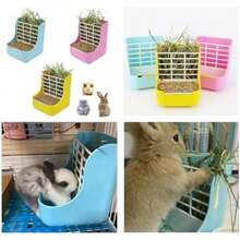 MMSZHL Comedero de Heno para Conejo, 2 en 1 Comedero de Heno para Animales Pequeños, Dispensador de Heno para Conejo, con Bebedero para Conejo, para Conejos, Cuyos, Chinchillas, Erizos (Amarillo)(amarillo) - Tipo 1 - Ver 6