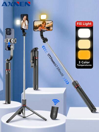AXNEN 67-Inch Phone Selfie Stick Tripod With Detachable Remote Control, Extendable Selfie Stick Tripod, Suitable For Outdoor Travel Beauty Photography Live Streaming And Other Scenarios, Compatible With New IOS And Android Devices Of Various Brands.