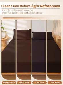 1pc Supersoft Solid Color Fitted Sheet, Bedding, Lightweight Bed Sheet, Chocolate Brown Mattress Cover For Bed, Deep Pocket Fitted Sheet, Soft And Breathable, For All Size Bed -Twin, Full, Queen, King Size Sheet, Suitable For All Seasons, Room Decor - Chocolate Brown - View 7