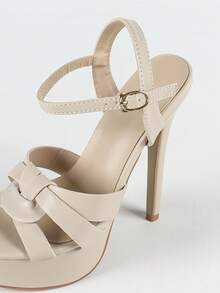 14cm Super High Heel Waterproof Platform Peep Toe Stiletto Sandals, Red