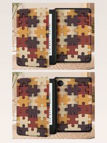 Wood Grain Puzzle Pattern Tablet Protective Case,Compatible With IPad 9.7/10.2/10.5/10.9/12.9/Pro 11, 10th Gen,Compatible With Samsung Galaxy Tab S6 Lite 10.4 Inch,Compatible With Kindle Paperwhite 12th Gen 2024,Kindle (11th Generation) 2022 Release,Kobo Clara Colour,Soft Anti-Fall Protection,Smart Stand/Automatic Wake Up/Sleep