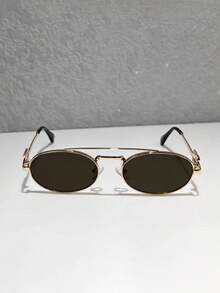 一副Y2K复古椭圆形小框时尚眼镜，优雅百搭，适合休闲场合，可作为女士时尚眼镜、沙滩配饰，复古Y2K风格 - 彩色 - 查看 3