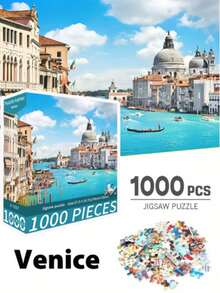 1000片拼图玩具，尺寸70厘米*50厘米，油画风景卡通图案，成人减压，装饰艺术品，适合万圣节、圣诞节、生日礼物 - 彩色 - 查看 12