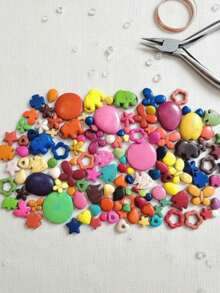 Figuras de pasta turquesa multicolor para bisutería cuentas artesanales manualidades joyería creativa diseño personalizado abalorios accesorios collar pulsera arte DIY material resistente - 250 gramos - Ver 2