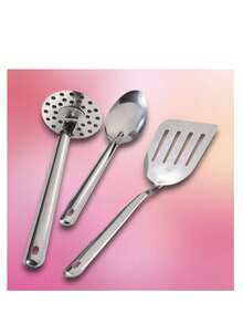 Cucharas de cocina acero inoxidable set cucharas cocina acero inoxidable resistentes utensilios cocina profesionales accesorios alimentos uso duradero fácil limpiar diseño ergonómico - Plateado - Ver 1