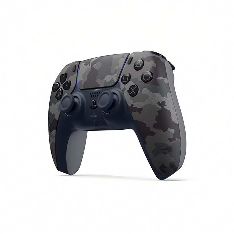 PlayStation Mando inalámbrico DualSense para PS5 con gatillos adaptativos y retroalimentación háptica, funcionamiento inalámbrico, experiencia de juego mejorada, color rojo cósmico - camuflaje gris oscuro - Añade 6