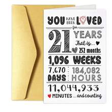 1 pieza Kit de celebración del 18º/21º/30º cumpleaños - Decoraciones con número de edad brillante para ella, telón de fondo fotográfico minimalista para él, tarjeta de mensaje conmovedor y sobre a juego