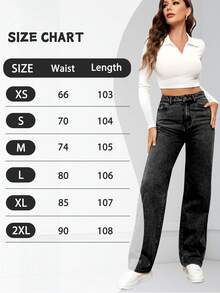 Jeans casuales de pierna recta y ajuste holgado para mujer con bolsillos, jeans rectos de moda, pantalones vaqueros holgados de mezclilla lavada, estilo vintage y casual, pierna ancha y talle alto para uso diario, cómodos, elásticos y aptos para todas las estaciones - Negro - Ver 11