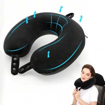 Adjustable Soft Travel Neck Pillow, Unisex, Head Support Pillow, Airplane Pillow, Suitable For Airplane, Car And Home Recliner, Travel Accessories, Sleep Aid, Vacation, Camping, Office Supplies, Camping Gear