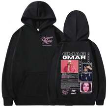 Sweat-shirt à capuche mode homme femme Omar Courtz Primera Musa Album Tour Merch. Sweat-shirt oversize streetwear style hip hop - Noir - Voir 2