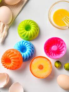 12个装硅胶南瓜玛芬杯模具，慕斯巧克力蛋糕布丁果冻模具，小型烘焙工具。家用蒸烤不粘圆形硅胶烤盘。硅胶蛋糕模具，带凹槽硅胶模具，DIY烘焙蛋糕模具，适用于蛋糕、果冻、面包、巧克力、果酱等。 - 彩色 - 查看 3