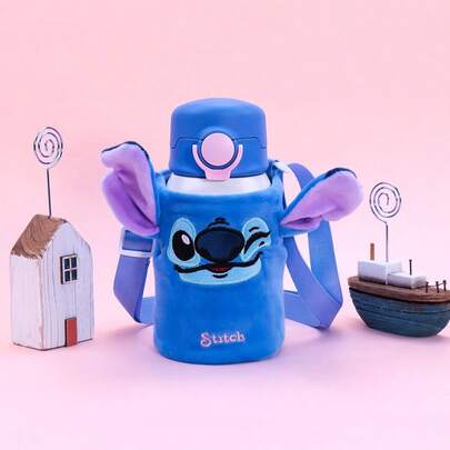 Miniso The Disney Stitch Series 500mL/16.9oz Stainless Steel Cup With A Cup Bag, Flip-Top Lid, And Both Insulation And Cooling Functions Makes A Vibrant Appearance With The Classic Disney Character IP. (1 PC)