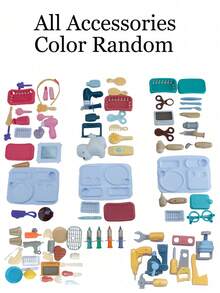 3-6岁女孩角色扮演单肩包，PP材质，便携式玩具收纳包，内含化妆/厨房/野餐/医生牙医工具套装，是亲子互动玩具的理想之选，适合旅行、派对游戏，也是送给小女孩的完美圣诞节、生日礼物。