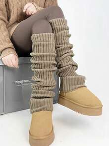 70 cm dzianinowe, bardzo długie i grube, ciepłe, za kolano getry, jednolity kolor, jesień/zima