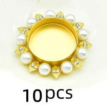 Juego de 6 piezas/paquete 4 piezas/paquete 1 pieza Candelabro decorativo delicado para el hogar, soporte de vela con flor de perla de aleación, para boda