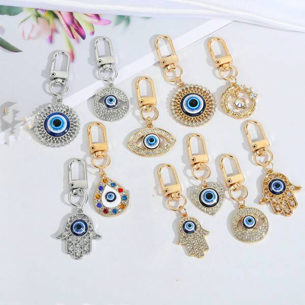 Pendant Key Chain Sparkling Diamond+Classic Evil Eye Design! Perfect For Matching Keys, Bags Or As Amulets. And Fashionable Pendant With A Blessing Meaning, Which Is An Ideal Choice For Gifts Or Personal Use. Enhance Your Daily Carrying With This Eye-Catching Item.