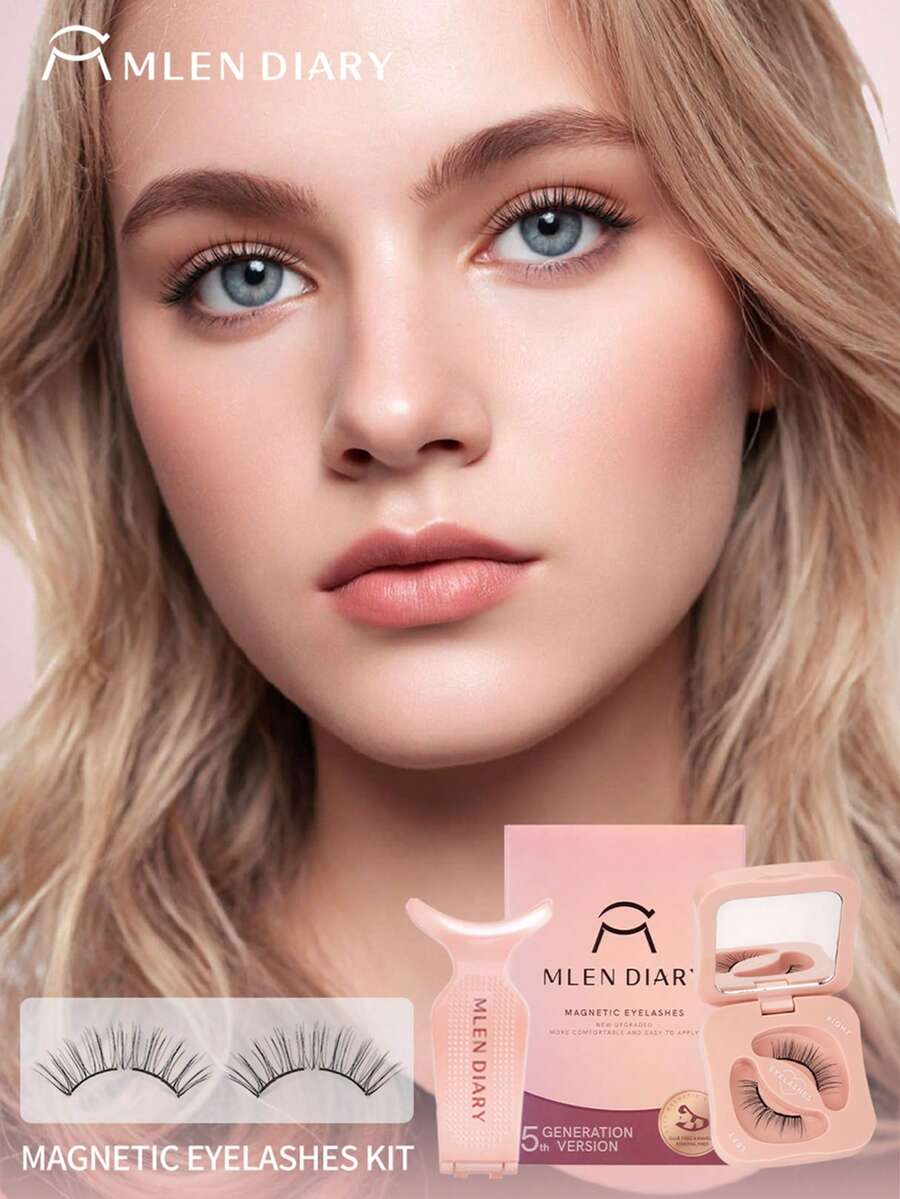 Bộ mi giả từ tính Mlen Diary, mi giả tái sử dụng 10,5-12mm không cần kẻ mắt, mi giả từ tính kép 3D nâng cấp, cụm mi không cần keo cầm tay cho lớp trang điểm tự nhiên nhẹ nhàng (Hoa nhài) - Mi tự nhiên - Xem 1