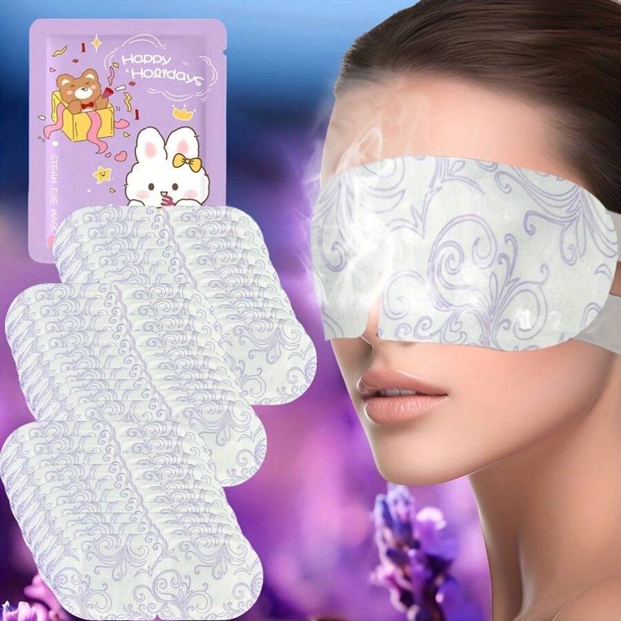 10pcs LavenderSteam Eye Mask Relieve Eye Fatigue Improving Sleep Quality Self-Heating Sleep Masks For Eye Care, Disposable Warm Compress Eye Shades, Soothing, Eliminate Dark Circles Under The Eyes Constant Temperature Control, Ultra Long Time Hot Compress,School,Back To School,Travel,Travel Essentials,Home Essentials,Eye Mask,Sleep Mask - Purple - View 1