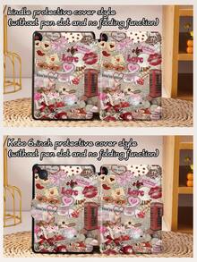 Funda protectora de tableta con patrón de collage personalizado retro, compatible con iPad 9.7/10.2/10.5/10.9/12.9/Pro 11, 10.a generación, compatible con Samsung Galaxy Tab S6 Lite 10.4 pulgadas, compatible con Kindle Paperwhite 12.a generación 2024, Kindle (11.a generación) lanzamiento 2022, Kobo Clara Color, protección antirrotura suave, soporte inteligente/activación/suspensión automática