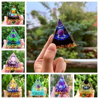 1 pieza Pirámide de orgonita de cristal natural de jaspe rojo en forma de esfera con árbol de la vida, poderosos cristales para equilibrar los chakras, reiki y meditación, atrae la suerte y la restauración como regalo