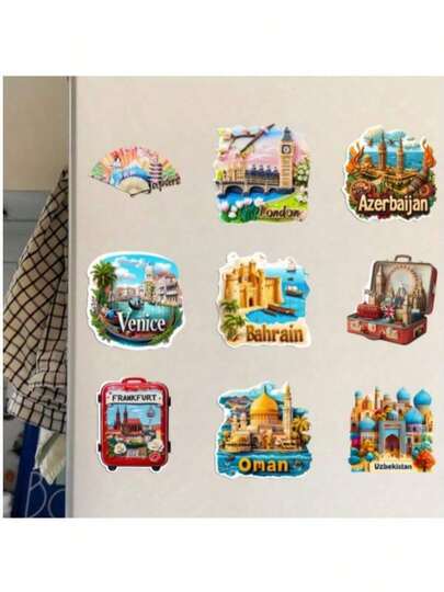 1pc 2D City Landscape Refrigerator Magnet - Suitable As Holiday Gift For Friends, Multiple Acrylic And Rubber Soft Magnets Fit For Metal Doors, Fridges, Storage Cabinets - Creative Home Decor Gift For Travel Lovers, New Year, Graduation, Anniversary, Christmas, Thanksgiving