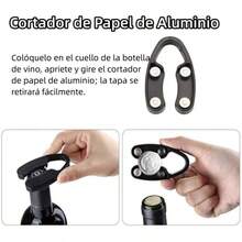 Sacacorchos Multifuncional con Alas, Abridor de Vino 3 EN 1 con Juego de Tapn y Cortador de Aluminio, Sacacorchos de Ala para Todas Las Botellas de Corcho y Tapas de Cerveza - Plata - Ver 4