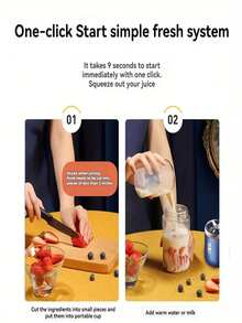 1pc Portable 2-In-1 Blender & Juicer, Dual Cup Design, Stainless Steel Blades, USB Rechargeable, Easy To Clean, Suitable For Making Smoothies, Ice Cubes, Kitchen Appliance; Outdoor Use, Perfect Gift For Valentine's Day, Mother's Day, Fruit Blending, Modern Fashion Design, ABS Plastic - Multicolor - View 7